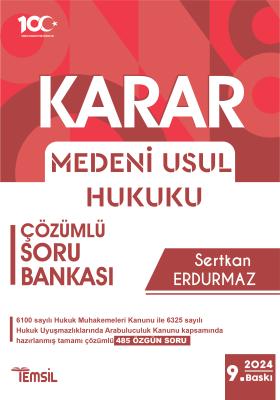 KARAR Medeni Usul Hukuku Çözümlü Soru Bankası 9.BASKI